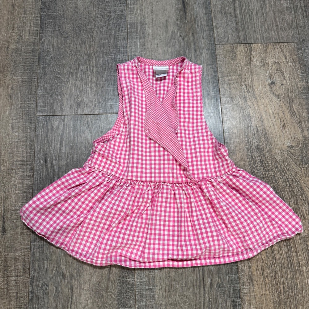 Vintage OshKosh Pink White Gingham Sleeveless Dress Jumper 2T‎ Made in USA